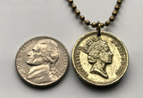 1987 England United Kingdom 1 Pound coin pendant English Oak Tree Royal Crown London Manchester Birmingham Newcastle Yorkshire Leeds n002746