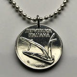 1955 Italy 10 Lire coin pendant Italian plough agriculture Rome Milan Siena Capri Sardinia Parma San Gimignano Positano Cagliari n002892