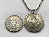 1998 Gambia 1 Dalasi coin pendant necklace West African Slender snouted crocodile alligator Serekunda Brikama Banjul Brikama Kanifing Kerewan n000895