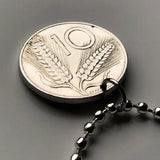 1955 Italy 10 Lire coin pendant Italian plough agriculture Rome Milan Siena Capri Sardinia Parma San Gimignano Positano Cagliari n002892