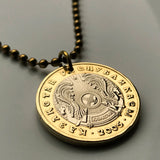 2002 Kazakhstan 100 Tenge coin pendant golden Tulpars horses shanyrak Astana Central Asia Russian Pegasus Qypchaq Steppe Eagle n002904