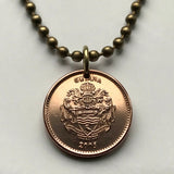 2008 Guyana 1 Dollar coin pendant Guyanese jaguars Cacique's Crown Georgetown British Guiana The Golden Arrowhead Linden New Amsterdam Anna Regina Indian Caribbean Upper Mazaruni Dougla Kapóng hoatzin stinkbird Demerara Mahaica West Indies n002972