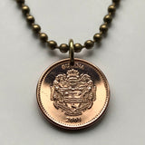 2008 Guyana 1 Dollar coin pendant Guyanese jaguars Cacique's Crown Georgetown British Guiana The Golden Arrowhead Linden New Amsterdam Anna Regina Indian Caribbean Upper Mazaruni Dougla Kapóng hoatzin stinkbird Demerara Mahaica West Indies n002972