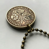 1970 Madagascar 20 Francs coin pendant zebu bull horns Antananarivo African island Malagasy Analamazoatra Reserve wildlife tourism n002988