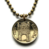 1999 Spain 5 Pesetas coin pendant Murcia gate Palace of the Garden of the Bombs La Alberca Cabezo de Torres San Benito water wheel n000639