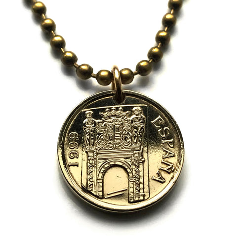 1999 España Spain coin pendant 5 Pesetas Murcia Gate of House of the Orchard of the Bombs Portada del Huerto de Bombas Jardines Malecón n000639