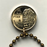 1999 Spain 5 Pesetas coin pendant Murcia gate Palace of the Garden of the Bombs La Alberca Cabezo de Torres San Benito water wheel n000639