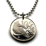 1974 British Virgin Islands 10 Cent coin pendant Ringed Kingfisher bird Jost Van Dyke Mount Sage The Baths beach snorkel coral reefs n000704