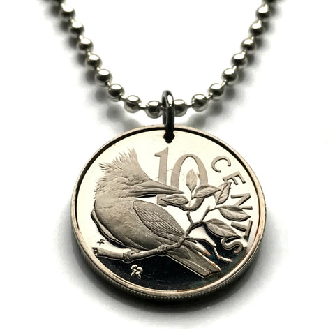 1974 British Virgin Islands 10 Cent coin pendant Ringed Kingfisher bird Jost Van Dyke Mount Sage The Baths beach snorkel coral reefs n000704