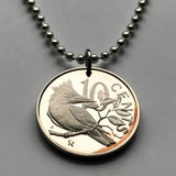 1974 British Virgin Islands 10 Cent coin pendant Ringed Kingfisher bird Jost Van Dyke Mount Sage The Baths beach snorkel coral reefs n000704