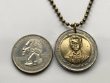 1996 Thailand Siam 10 Baht coin pendant necklace Thai sacred elephants Bangkok Chiang Mai Korat Khon Kaen Hat Yai Udon Thani Chonburi Tai–Kadai Rama IX Pattaya Si Racha Phitsanulok Theravada n000329