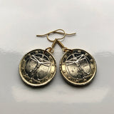 Italy 1 Euro coin earrings jewelry Vitruvian Man Leonardo da Vinci Vitruvius Canon of Proportions human body Rome Florence Venice Milan Torino Napoli Palermo Matera Amalfi Coast Pisa Siena Parma e000136