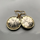 Italy 1 Euro coin earrings jewelry Vitruvian Man Leonardo da Vinci Vitruvius Canon of Proportions human body Rome Florence Venice Milan Torino Napoli Palermo Matera Amalfi Coast Pisa Siena Parma e000136