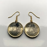 Italy 1 Euro coin earrings jewelry Vitruvian Man Leonardo da Vinci Vitruvius Canon of Proportions human body Rome Florence Venice Milan Torino Napoli Palermo Matera Amalfi Coast Pisa Siena Parma e000136