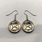 Ireland Éire 3 Pence coin earrings Irish rabbit bunny hare Dublin Gaelic harp cláirseach Cork Ulster Carlow Hibernia Galway Limerick Waterford St Patrick's Day Guinness Connacht Leinster e000025