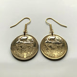 1955 Lebanon Liban 10 Piastres coin earrings Lebanese cedar tree ship Beirut Tripoli Middle East Mediterranean Jounieh Anjar Bsharri e000191