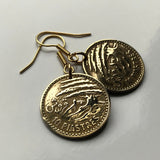 1955 Lebanon Liban 10 Piastres coin earrings Lebanese cedar tree ship Beirut Tripoli Middle East Mediterranean Jounieh Anjar Bsharri e000191