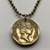 1969 Fidschi 2 Cent Münze Anhänger Fidschi Palmenfächer Nadi Suva Korallenküste Südpazifik Insel Polynesien Tauchen Britisch Melanesien Viti Levu Lautoka Nadi Labasa Levuka iTaukei Menschen Denarau n002019