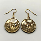 1955 Lebanon Liban 10 Piastres coin earrings Lebanese cedar tree ship Beirut Tripoli Middle East Mediterranean Jounieh Anjar Bsharri e000191