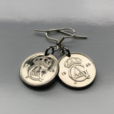 1969 Sweden 25 Ore Swedish initial G A coin earrings Stockholm Sverige Västerås Helsingborg Norrköping Smolandia Nordic Norse crown e000267