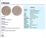 1971 Yugoslavia 2 Dinara coin pendant Serbia Croatia Bosnia Slovenia Split Vojvodina socialist communist Novi Sad Ljubljana Niš slav n001197