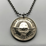 1971 Yugoslavia 2 Dinara coin pendant Serbia Croatia Bosnia Slovenia Split Vojvodina socialist communist Novi Sad Ljubljana Niš slav n001197