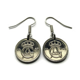 1969 Sweden 25 Ore Swedish initial G A coin earrings Stockholm Sverige Västerås Helsingborg Norrköping Smolandia Nordic Norse crown e000267