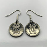 1969 Sweden 25 Ore Swedish initial G A coin earrings Stockholm Sverige Västerås Helsingborg Norrköping Smolandia Nordic Norse crown e000267