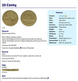 1997 Lithuania Lietuva 20 Centu coin bracelet Vytis horse armored knight Vilnius Vityaz Marijampolė Jonava Utena Curonian Samogitia b000191