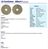 1925 Belgium 10 Centimes coin pendant initial A Brussels Antwerp Bruges Ghent Mons Flanders Flemish Ostend Dinant Ardennes French n003243