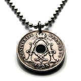 1925 Belgium 10 Centimes coin pendant initial A Brussels Antwerp Bruges Ghent Mons Flanders Flemish Ostend Dinant Ardennes French n003243