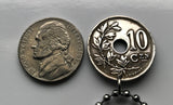 1925 Belgium 10 Centimes coin pendant initial A Brussels Antwerp Bruges Ghent Mons Flanders Flemish Ostend Dinant Ardennes French n003243