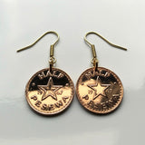 1967 Ghana 1/2 Pesewa coin earrings Akan Adowa Bush drums Accra Black Star Mole-Dagbon Fante Cape Coast Osu Wa Ewe Ga drum Oti Africa e000321