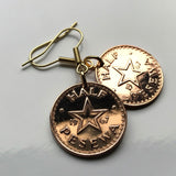 1967 Ghana 1/2 Pesewa coin earrings Akan Adowa Bush drums Accra Black Star Mole-Dagbon Fante Cape Coast Osu Wa Ewe Ga drum Oti Africa e000321