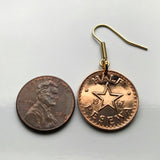 1967 Ghana 1/2 Pesewa coin earrings Akan Adowa Bush drums Accra Black Star Mole-Dagbon Fante Cape Coast Osu Wa Ewe Ga drum Oti Africa e000321