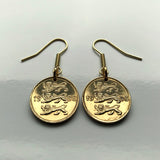 Estonia Eesti 10 Senti coin earrings 3 blue lions riigivapp Tallinn Tartu Narva Parnu Kohtla Jarve Viljandi Maardu Rakvere Voru Lasnamae Maarahvas Oeselians Sinimustvalge Kuressaare Finnic e000309
