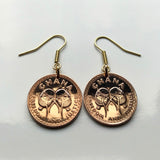 1967 Ghana 1/2 Pesewa coin earrings Akan Adowa Bush drums Accra Black Star Mole-Dagbon Fante Cape Coast Osu Wa Ewe Ga drum Oti Africa e000321