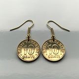 Estonia Eesti 10 Senti coin earrings 3 blue lions riigivapp Tallinn Tartu Narva Parnu Kohtla Jarve Viljandi Maardu Rakvere Voru Lasnamae Maarahvas Oeselians Sinimustvalge Kuressaare Finnic e000309