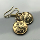 Estonia Eesti 10 Senti coin earrings 3 blue lions riigivapp Tallinn Tartu Narva Parnu Kohtla Jarve Viljandi Maardu Rakvere Voru Lasnamae Maarahvas Oeselians Sinimustvalge Kuressaare Finnic e000309