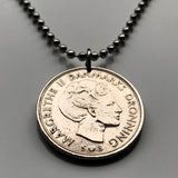 1980 Denmark Danmark 1 Krone coin pendant Danish blue lions Danes Copenhagen Langelinie Nordic Faroese Nyhavn House of Estridsen n001883
