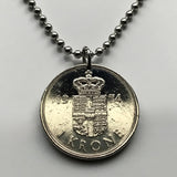 1980 Denmark Danmark 1 Krone coin pendant Danish blue lions Danes Copenhagen Langelinie Nordic Faroese Nyhavn House of Estridsen n001883