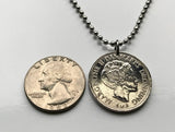 1980 Denmark Danmark 1 Krone coin pendant Danish blue lions Danes Copenhagen Langelinie Nordic Faroese Nyhavn House of Estridsen n001883