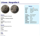 1980 Denmark Danmark 1 Krone coin pendant Danish blue lions Danes Copenhagen Langelinie Nordic Faroese Nyhavn House of Estridsen n001883