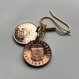 Latvia Latvija Lettish 1 Santimis coin earrings red lion silver griffin Riga Riga Daugavpils Liepāja Jelgava Jūrmala Ventspils Livonian Letts Semigalia Rēzekne Ogre Selonia Rēzekne Valmiera Vidzeme e000355