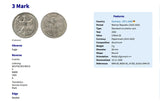 1922 Germany 3 Mark coin pendant German eagle Weimar Berlin Munich Leipzig Bremen Dresden Bavaria Nuremberg North Rhine-Westphalia n002174