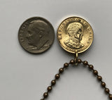 1971 Chile 10 Centesimos coin pendant  escudo Chileno estrella blanca condor huemul Santiago Iquique Rancagua Pintana Temuco Araucania Coquimbo Concepcion Viña del Mar Mapuche Valparaiso Atacama Desert n000360