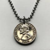 1940 Panama 2-1/2 Centésimos coin pendant necklace jewelry armored helmet Vasco Núñez de Balboa Vista Alegre Santiago de Veraguas Colón Casco Viejo Coronado San Miguelito Las Cumbres La Chorrera n001175
