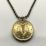 2002 Ireland Éire 20 Euro Cent coin pendant Irish Celtic Harp Cláirseach Dublin Cork Limerick Galway Waterford Gaelic Ulster Carlow Drogheda Swords Dundalk Book of Kells Guinness Cliffs of Moher Gaels Connacht Leinster Munster Airlann Gaillimh n001361