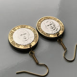 1997 Dominican Republic 5 Pesos coin dangle & drop earrings jewelry Santo Domingo Santiago El Cibao Pico Duarte Punta Cana Cap Cana Puerto Plata Saona Baní Moca caribbean beach e000369