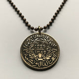 1941 Tunisia Franc coin pendant Tunisian Tunis Sfax El Djem French North African Arabic Islamic Muslim Mediterranean Sea necklace n000661